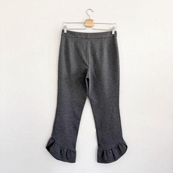 Liu Jo Grey Ponte Knit Ruffle Hem Crop Pants Size EU 42 Medium - Picture 5 of 13